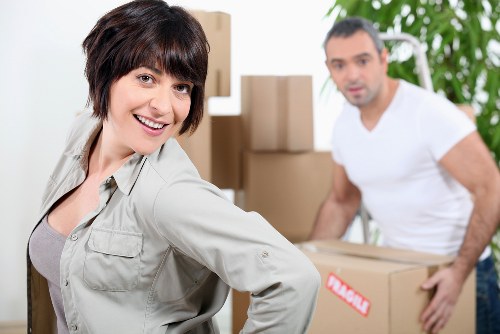Packed moving boxes ready for removal services in Brentcross